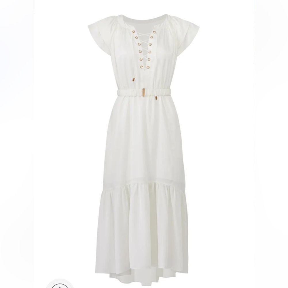 Sabina Musayev white amber midi dress lace up satin No Belt As Is One Size